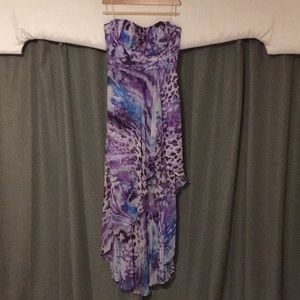 Strapless blue/purple cheetah dress